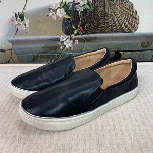Torrid Womens Size 10.5W Black Faux Leather Slip-On Sneakers